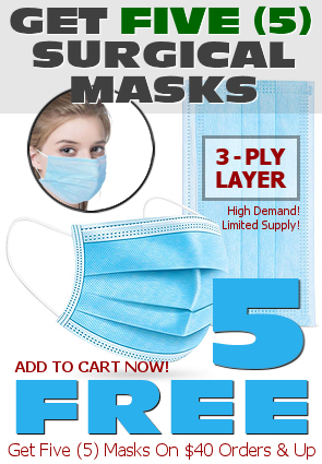 Five (5) Free Surgical 3-Ply Protective Breathing Masks